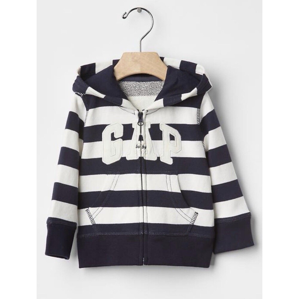 Baby Gap Boys Blue And White Striped Zip Up Hoodie‎ 18-24M